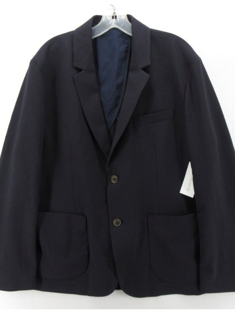 Bluffworks Sport Coat 44 Navy Hopsack Blazer Classic Fit Unstructured